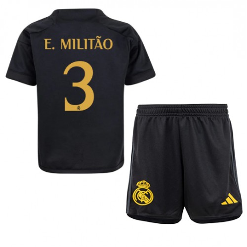 Otroški Nogometni dresi Real Madrid Eder Militao #3 Tretji 2023-24 Kratek Rokav (+ Kratke hlače)